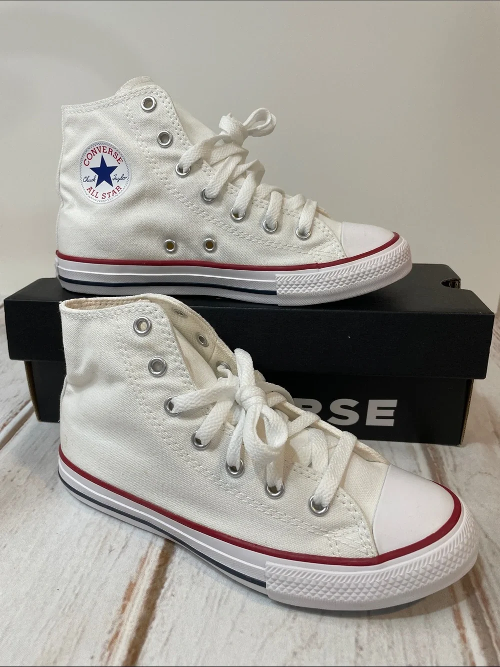 NEW Converse All Star Kids Youth 3 White Canvas High-Top Sneakers Chuck Taylor